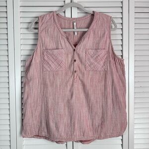 KUHL Riviera Henley Sleeveless Top Tuscany Red Stripe Hiking Outdoor Gorpcore XL